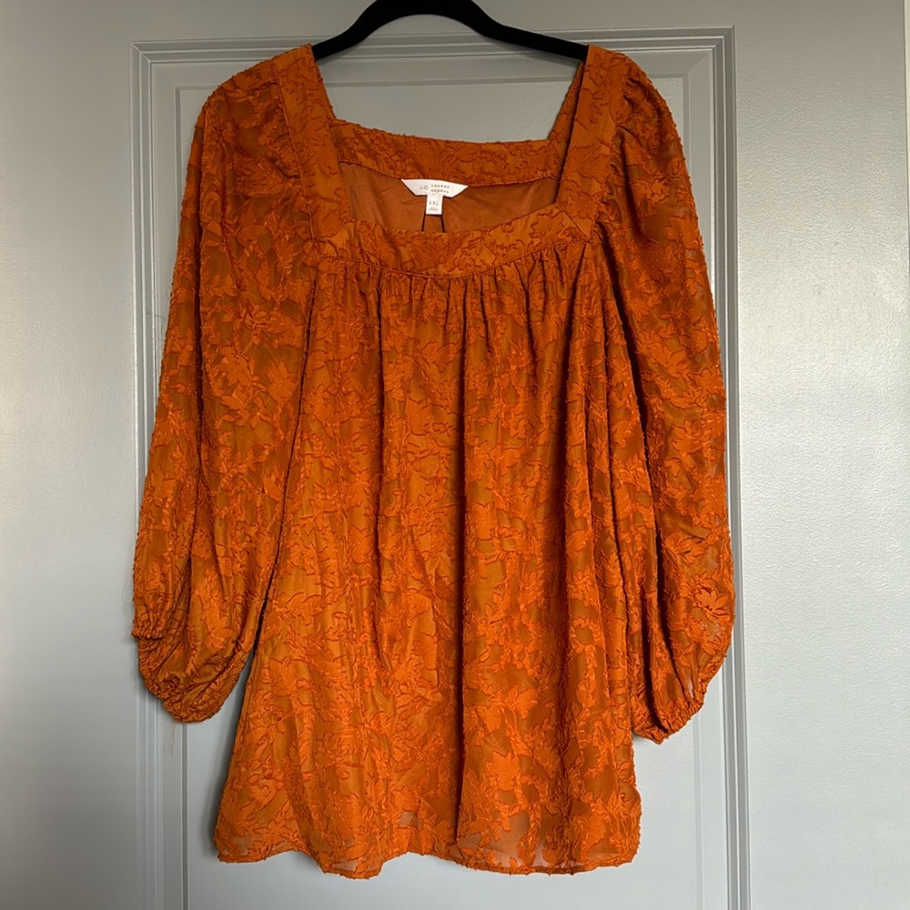 Lauren Conrad Orange Square Neck Blouse